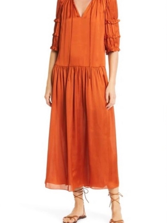 Rebecca Taylor Dresses & Skirts - Rebecca Taylor drop waist ruffle sleeve midi dress size xs